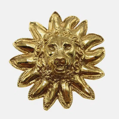 Pre-owned Chanel Lion Brooch Pin Gold