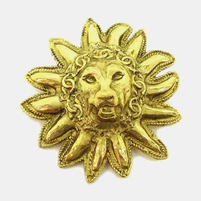 Pre-owned Chanel Lion Brooch Pin Gold
