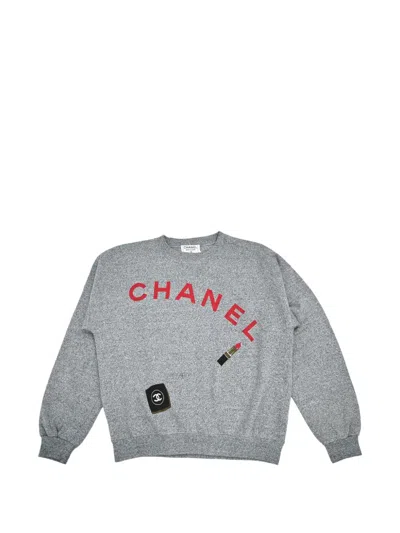 Pre-owned Chanel Lipstick Print Sweater In Grey