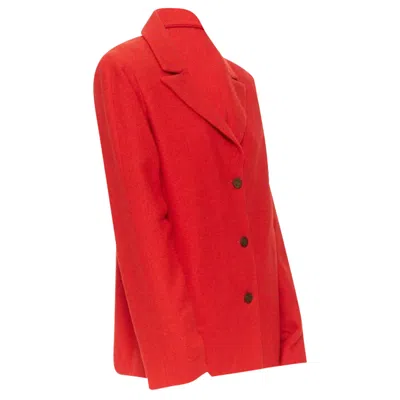 Pre-owned Chanel Lipstick Tweed Peak Lapel Cc Blazer Jacket In Red