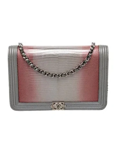 Pre-owned Chanel Lizard Boy Wallet On Chain In Multi