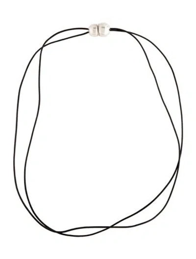 Pre-owned Chanel Logo Ball Cord Choker Necklace, 32.75" In Black
