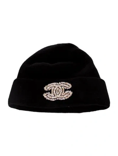 Pre-owned Chanel Logo Beanie W/ Tags In Black