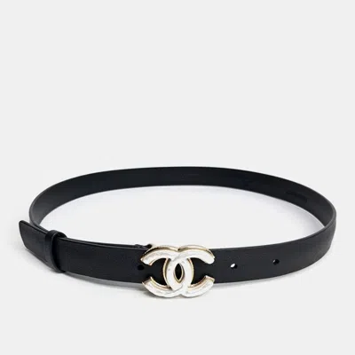 Pre-owned Chanel Logo Belt In Black