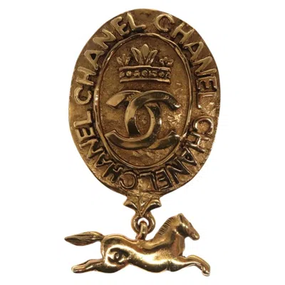 Pre-owned Chanel Logo Brooch Metal Metal Brooch Jewelry () In Gold