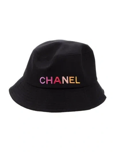 Pre-owned Chanel Logo Bucket Hat In Black