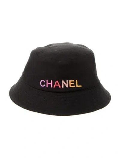 Pre-owned Chanel Logo Bucket Hat In Black