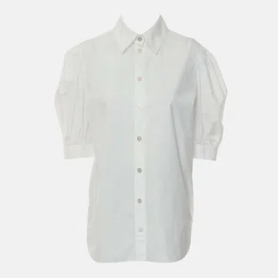 Pre-owned Chanel Logo Button Up White Cotton Shirt Size S