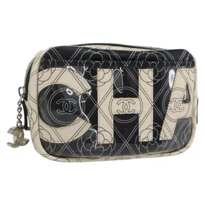 Pre-owned Chanel Logo Camera Case Clutch Printed Coated Canvas Black Pvc Clutche & Pouche Bag ()