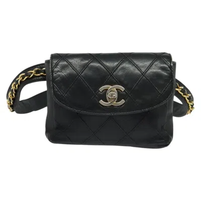 Pre-owned Chanel Logo Cc Black Leather Clutch Bag ()