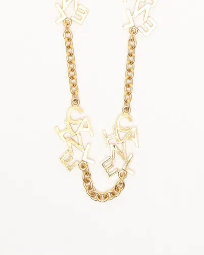 Pre-owned Chanel Logo Charm Gold-plated Necklace