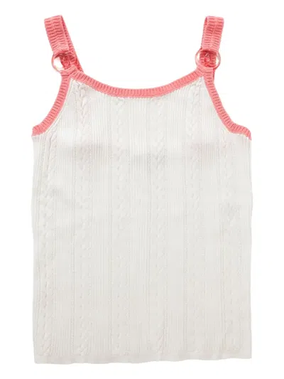 Pre-owned Chanel Logo-charm Top In White
