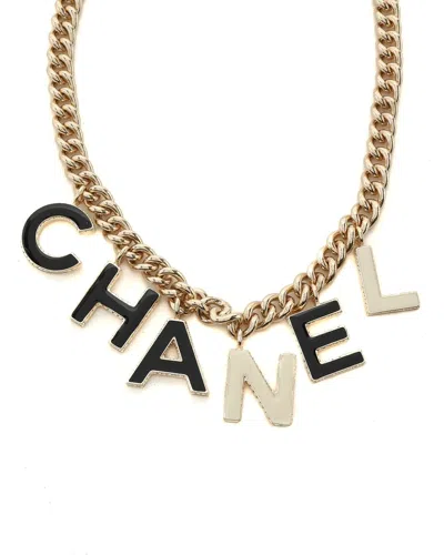 Chanel Logo Choker In Gold