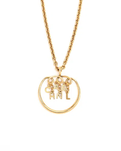 Pre-owned Chanel Logo Circle Necklace In Gold