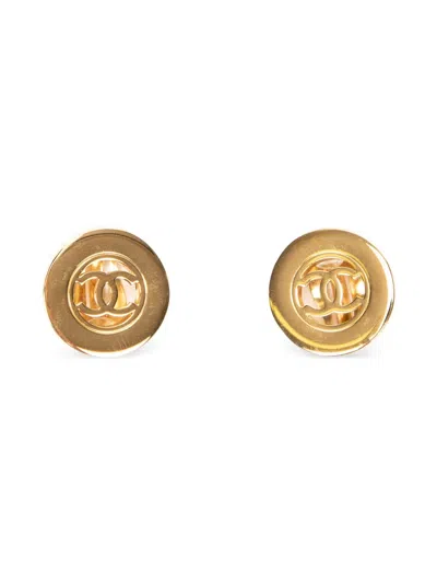 Pre-owned Chanel Logo Clip-on Earrings In Gold