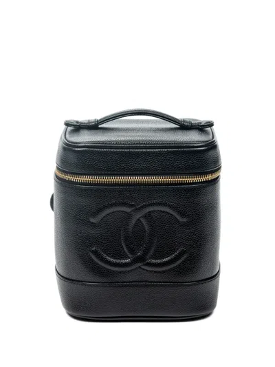 Pre-owned Chanel Logo-detail Cosmetic Bag In Black