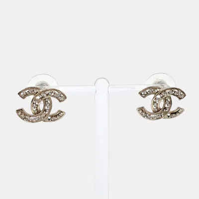 Pre-owned Chanel Logo Gold Tone Earrings
