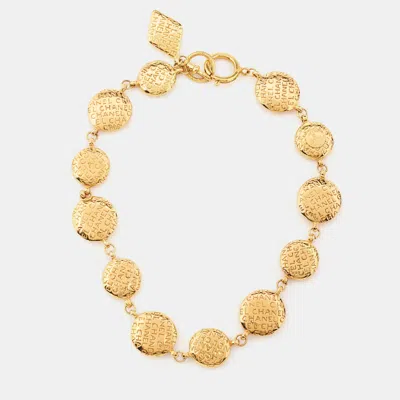 Pre-owned Chanel Logo Gold Tone Necklace