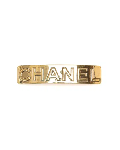Pre-owned Chanel Logo Hair Clip In Gold