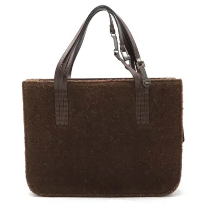 Pre-owned Chanel Logo Leather Tote Bag Dark Brown