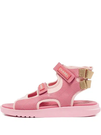 Pre-owned Chanel Logo-patch Flat Sandals