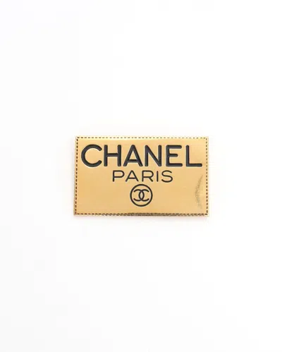 Chanel Logo Plate Brooch In Gold
