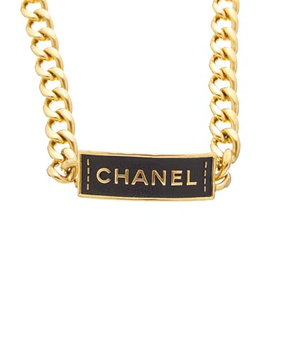 Pre-owned Chanel Logo Plate Choker Necklace (authentic Pre-loved)