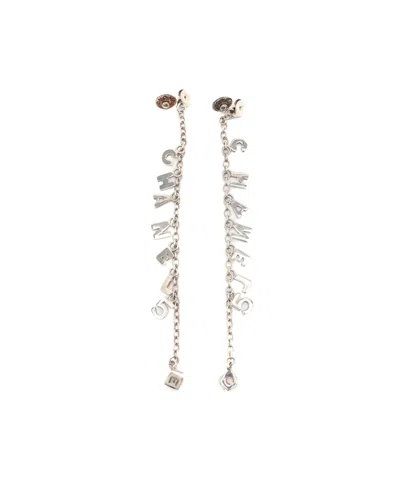 Chanel Logo Silver Earrings