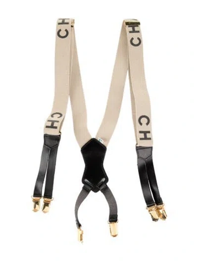 Pre-owned Chanel Logo Suspenders In Neutral
