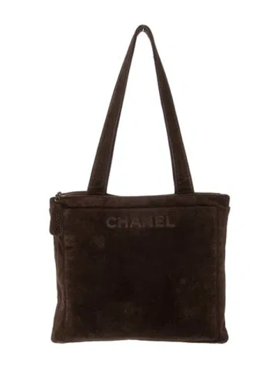 Pre-owned Chanel Logo Tote In Brown
