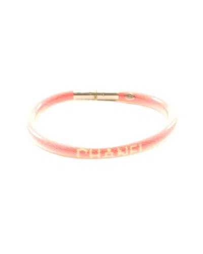 Pre-owned Chanel Logo Tube Bangle Bracelet Pink (authentic Pre-loved)
