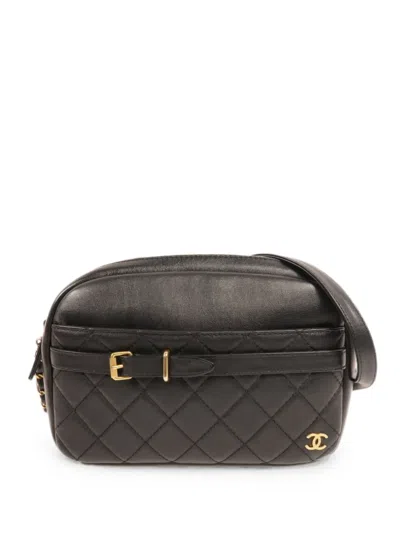 Chanel Logo-detail Diamond-quilted Cross Body Bag In Brown
