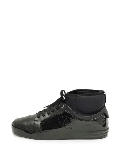Pre-owned Chanel Logo-detail Mid-top Sneakers In Black