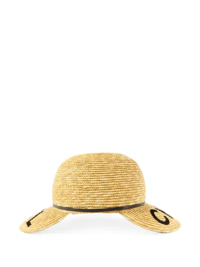 Pre-owned Chanel Logo-detail Straw Cap In Neutrals