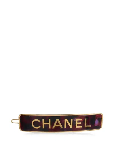Pre-owned Chanel Logo-embellished Hair Clip In Gold