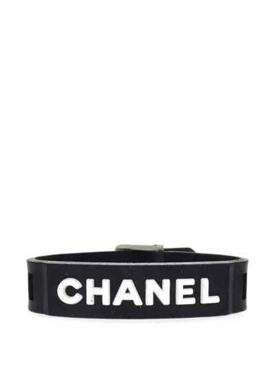 Pre-owned Chanel Logo-embossed Buckle-fastening Bracelets In Black