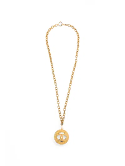 Pre-owned Chanel Logo-pendant Necklace In Gold