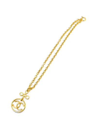 Pre-owned Chanel Logo-pendant Necklace In Gold