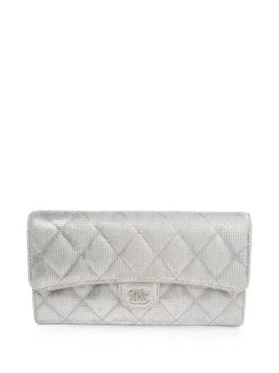 Pre-owned Chanel Logo-plaque Wallet In Silver