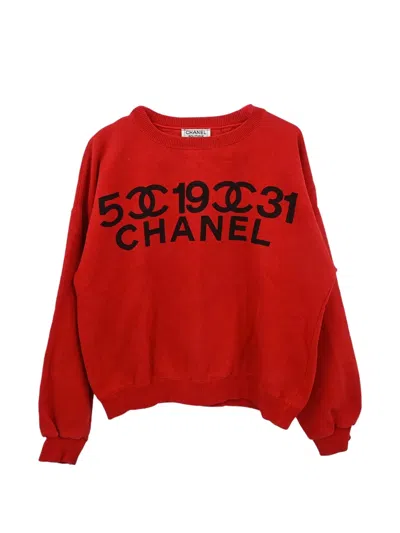 Pre-owned Chanel Logo-print Long-sleeve Sweatshirt In Red