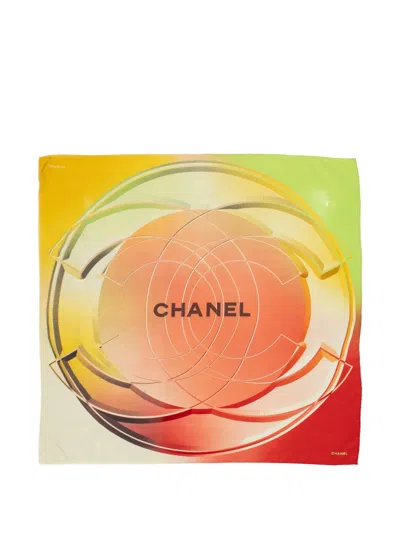 Pre-owned Chanel Logo-print Scarf In Red