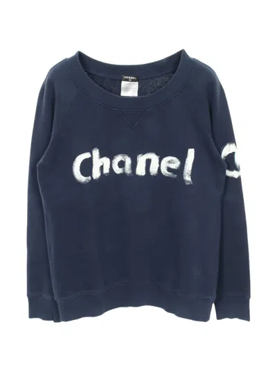 Pre-owned Chanel Logo-print Sweatshirt In Blue