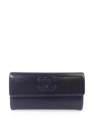 Pre-owned Chanel Long Cc Wallet In Black