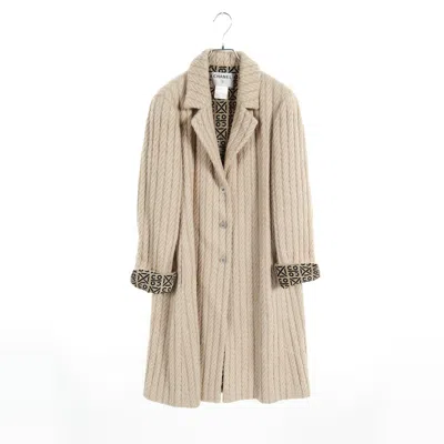 Pre-owned Chanel Long Coat Alpaca Wool Beige 00a