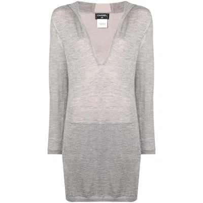 Pre-owned Chanel Long Grey Hooded Lounge Top In Gray