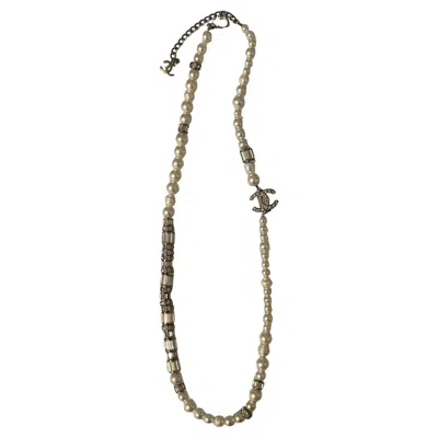 Pre-owned Chanel Long Pearl Necklace, Metal & Glass, Italy, 2008, Good Condition In Multi