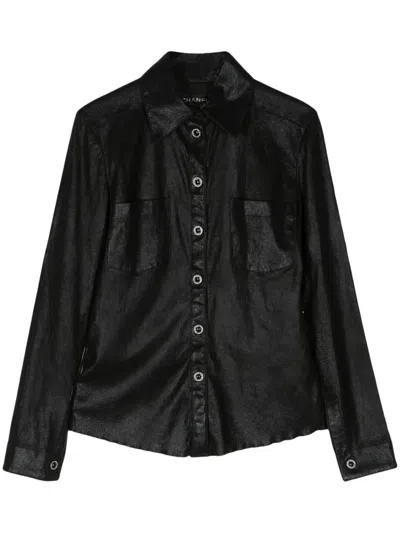 Pre-owned Chanel Long-sleeve Leather Shirt In Black