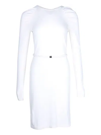Pre-owned Chanel Long-sleeved Cashmere Dress In White