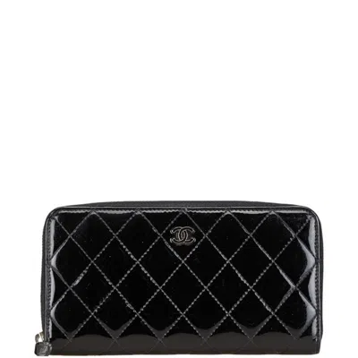 Pre-owned Chanel Long Wallet (bi-fold) () In Black