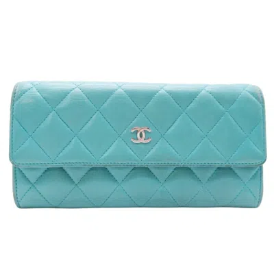 Pre-owned Chanel Long Wallet (bi-fold) () In Blue